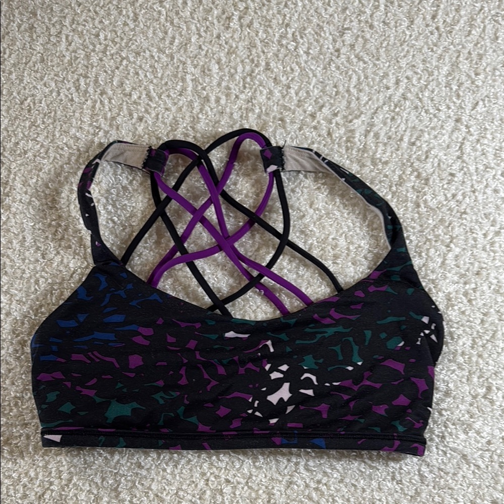 Lululemon Athletica Black and Purple Strappy Sports Bra